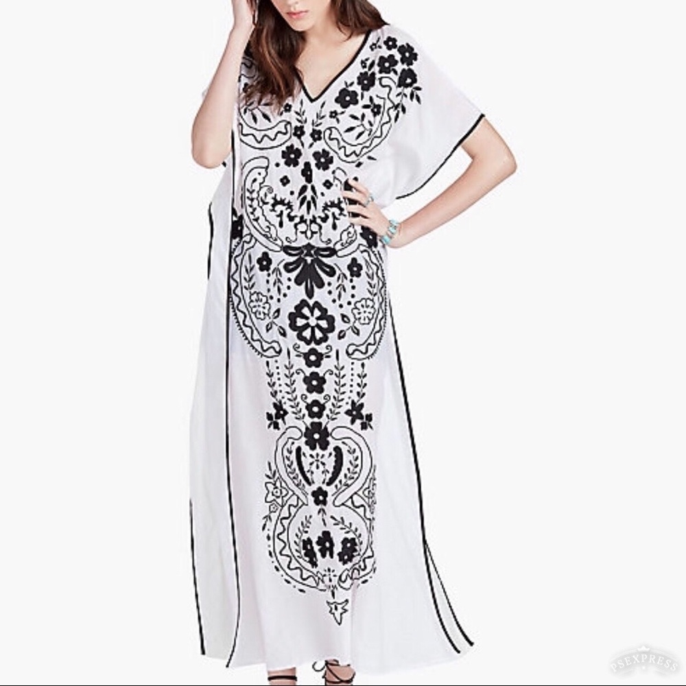 Lucky Brand embroidered kaftan, XL swim cover-up